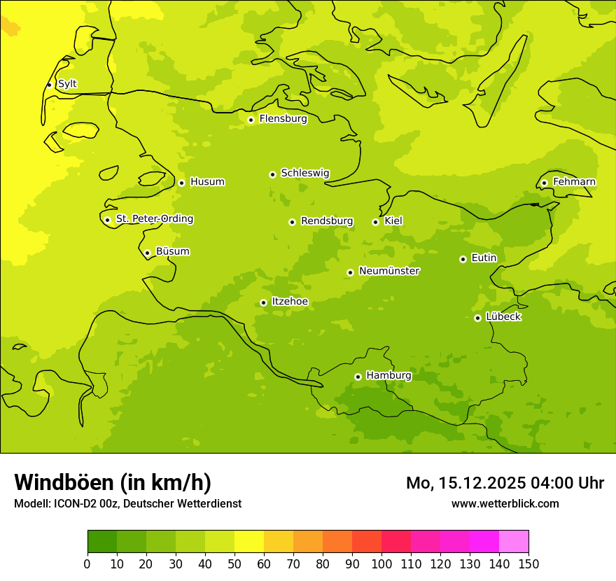 Modellkarten Windgeschwindigkeit