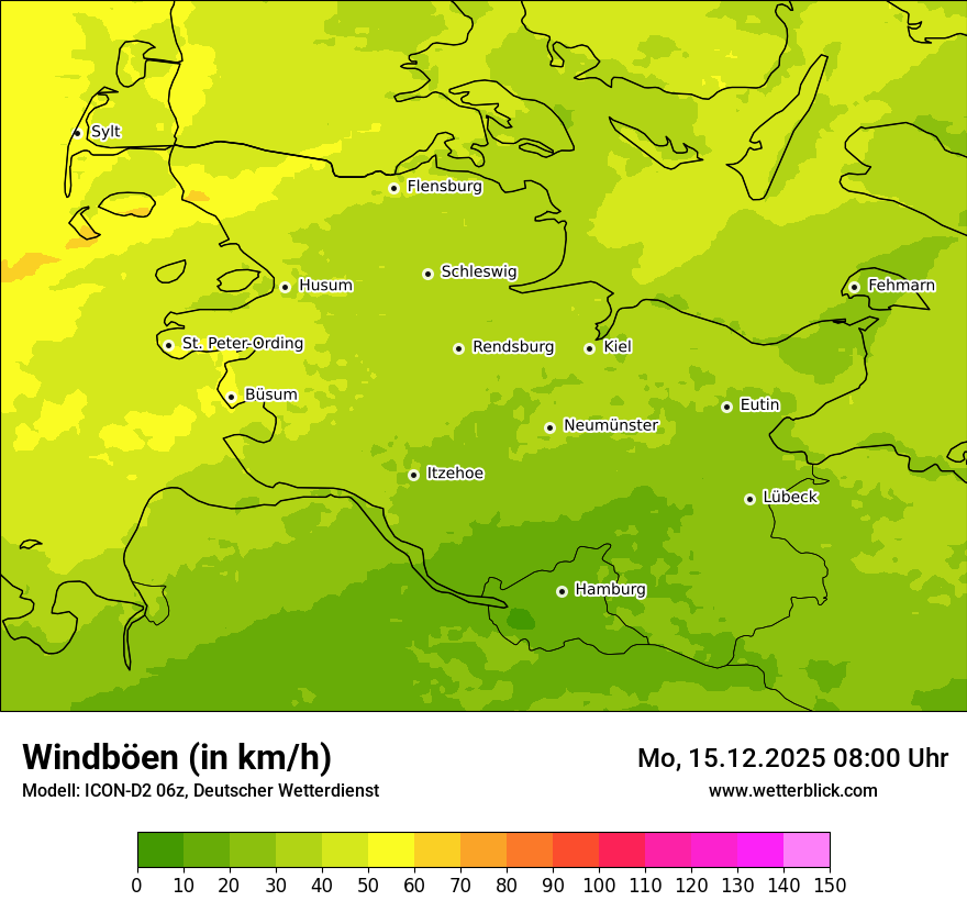 Modellkarten Windgeschwindigkeit