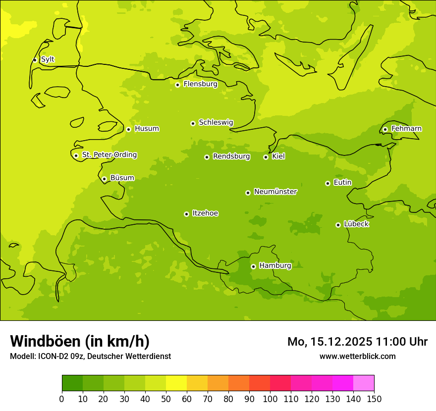 Modellkarten Windgeschwindigkeit