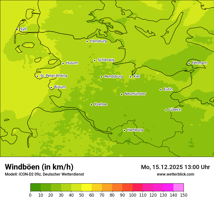 Modellkarten Windgeschwindigkeit