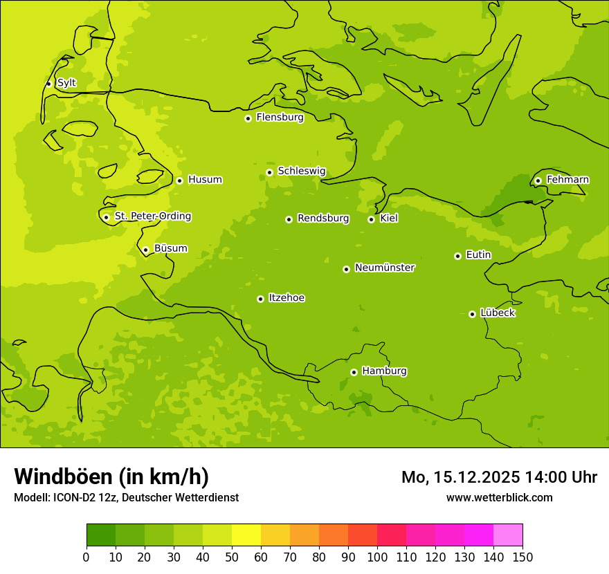 Modellkarten Windgeschwindigkeit