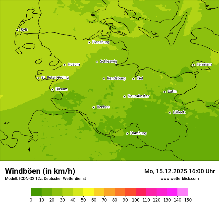 Modellkarten Windgeschwindigkeit