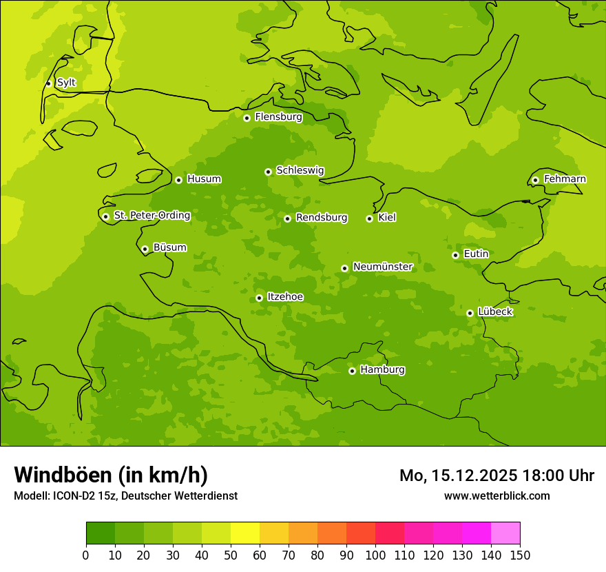 Modellkarten Windgeschwindigkeit