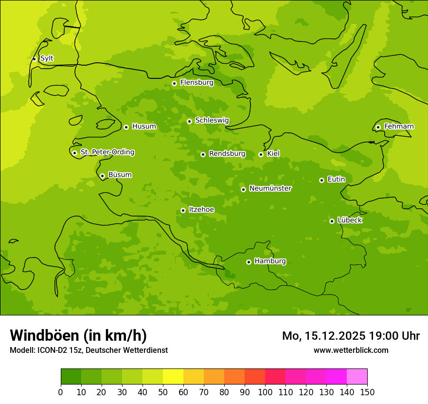 Modellkarten Windgeschwindigkeit