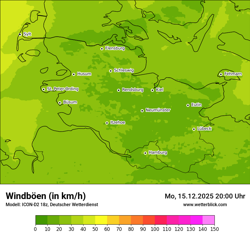 Modellkarten Windgeschwindigkeit