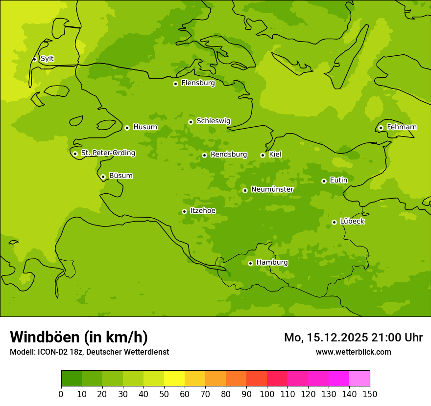 Modellkarten Windgeschwindigkeit