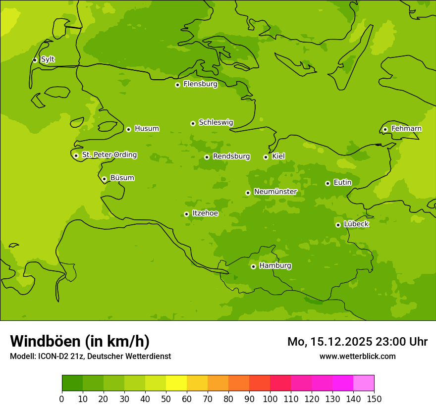 Modellkarten Windgeschwindigkeit