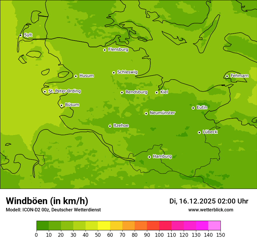 Modellkarten Windgeschwindigkeit