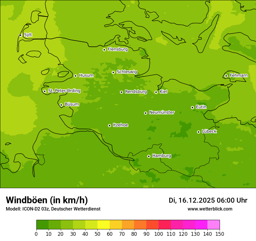 Modellkarten Windgeschwindigkeit