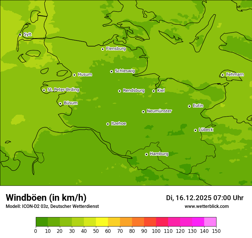 Modellkarten Windgeschwindigkeit