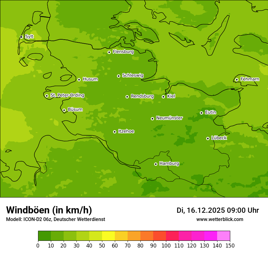 Modellkarten Windgeschwindigkeit