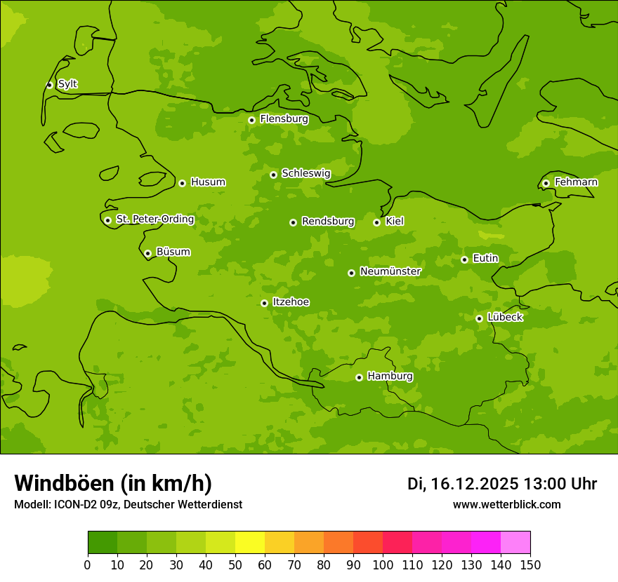 Modellkarten Windgeschwindigkeit