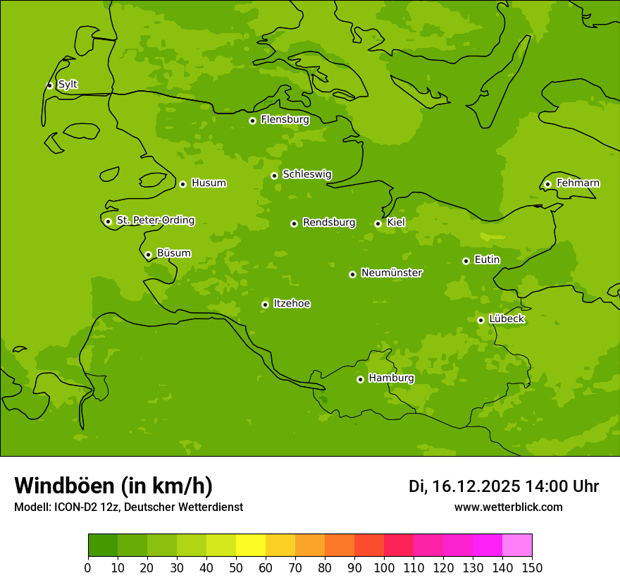 Modellkarten Windgeschwindigkeit