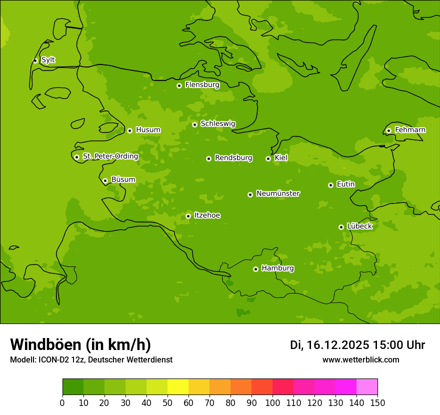 Modellkarten Windgeschwindigkeit