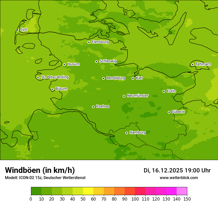 Modellkarten Windgeschwindigkeit