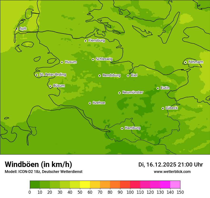 Modellkarten Windgeschwindigkeit