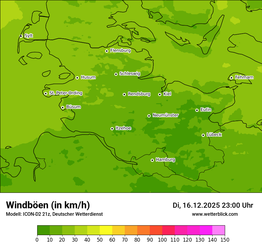 Modellkarten Windgeschwindigkeit