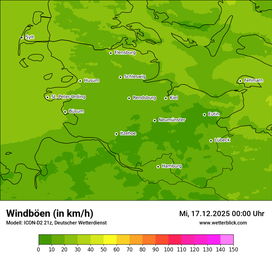Modellkarten Windgeschwindigkeit