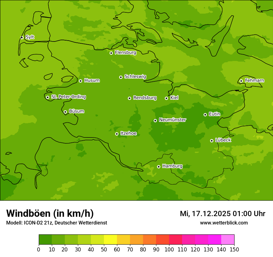 Modellkarten Windgeschwindigkeit