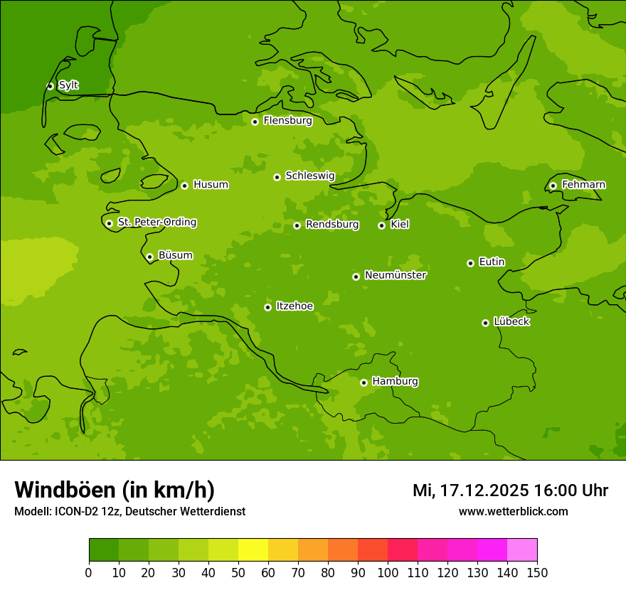 Modellkarten Windgeschwindigkeit