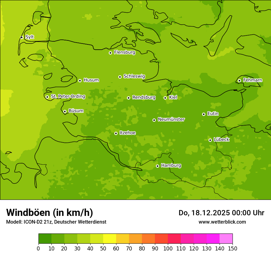 Modellkarten Windgeschwindigkeit