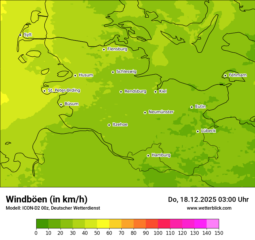 Modellkarten Windgeschwindigkeit