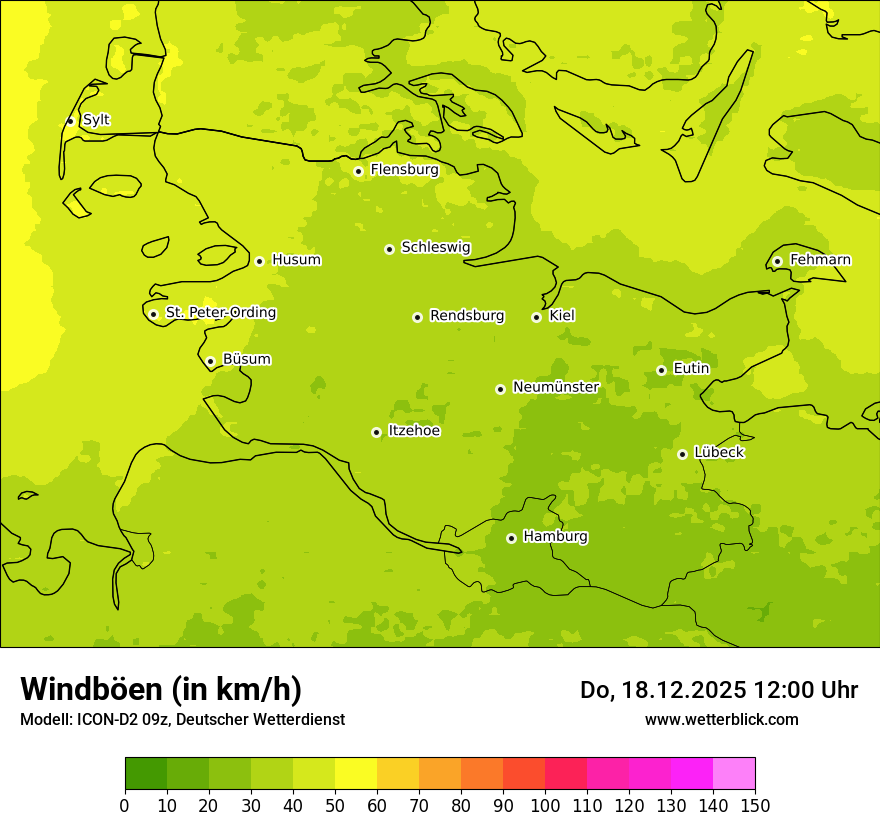 Modellkarten Windgeschwindigkeit
