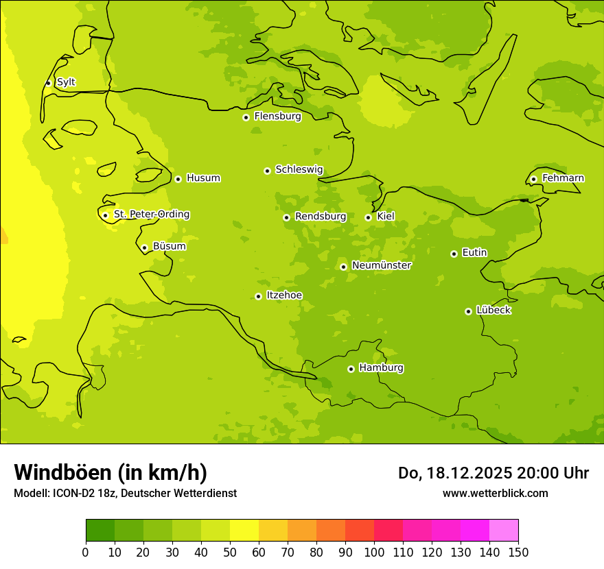 Modellkarten Windgeschwindigkeit