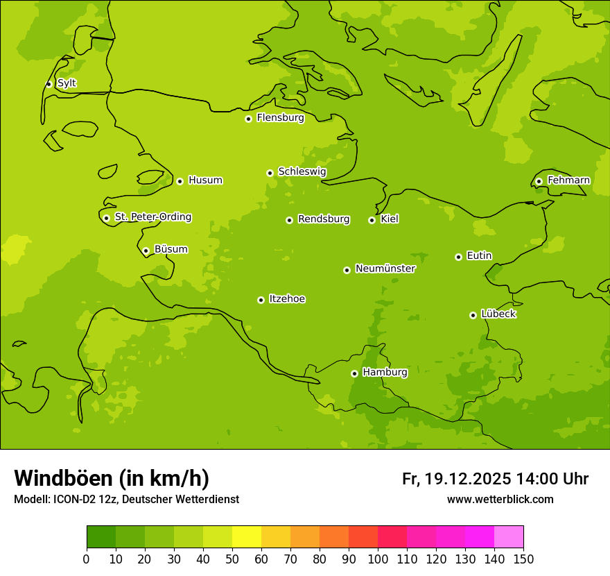 Modellkarten Windgeschwindigkeit