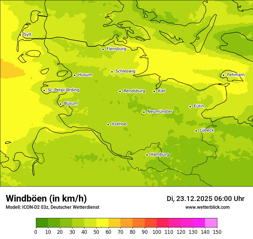 Modellkarten Windgeschwindigkeit