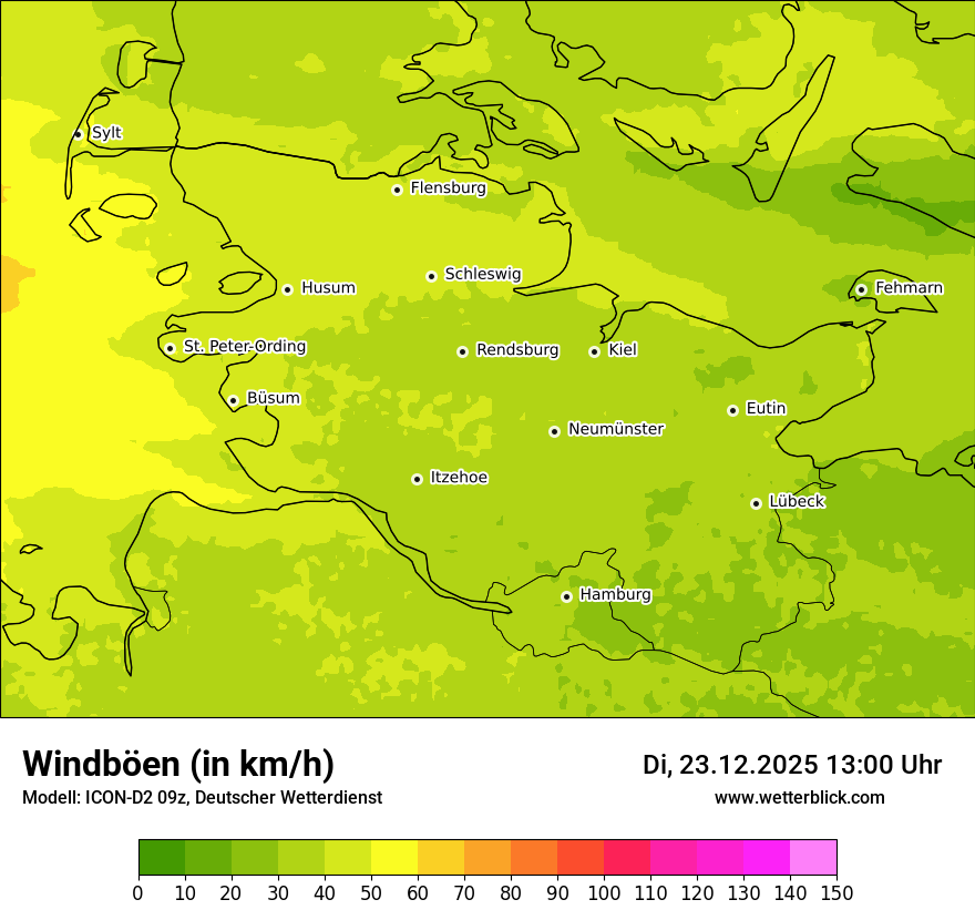 Modellkarten Windgeschwindigkeit