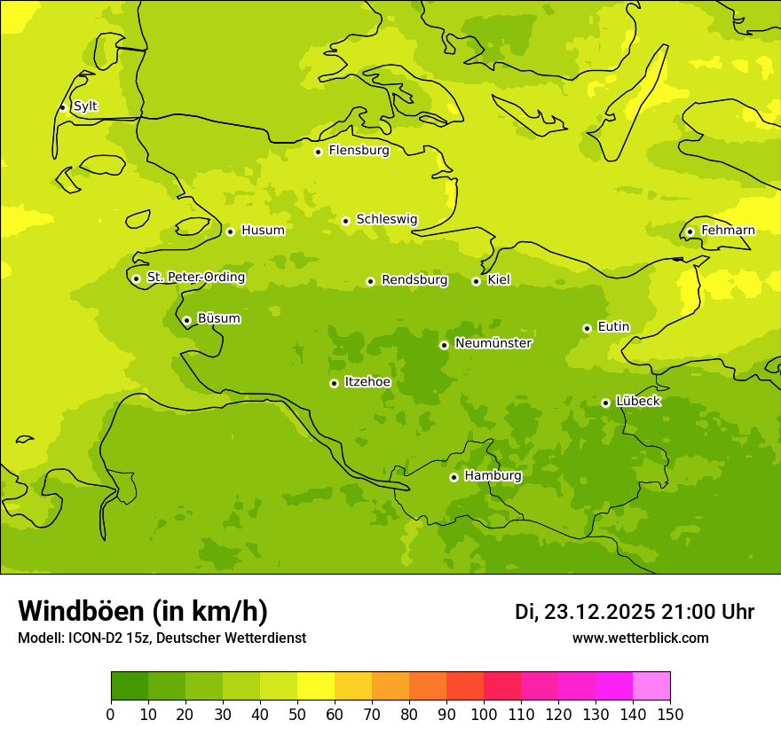 Modellkarten Windgeschwindigkeit