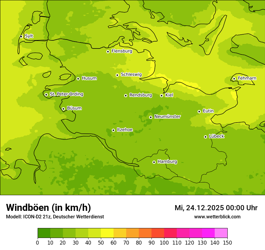 Modellkarten Windgeschwindigkeit