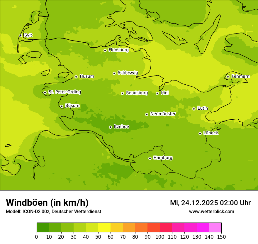 Modellkarten Windgeschwindigkeit