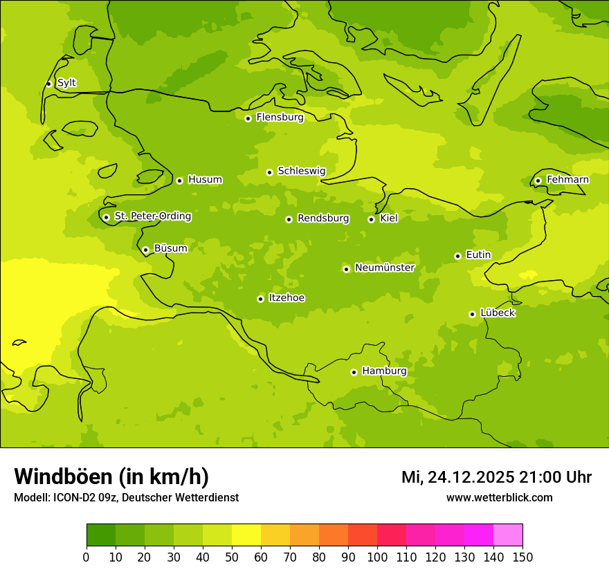 Modellkarten Windgeschwindigkeit