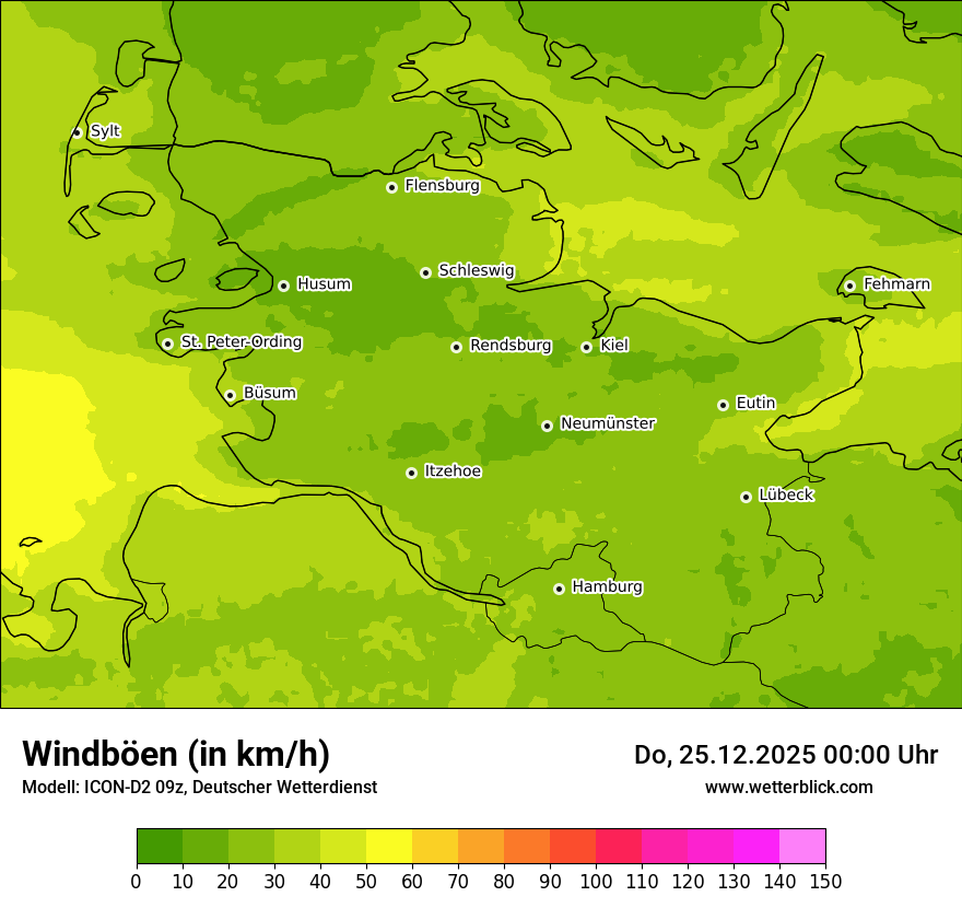 Modellkarten Windgeschwindigkeit