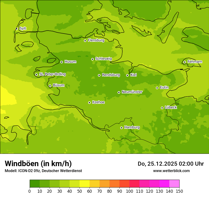 Modellkarten Windgeschwindigkeit