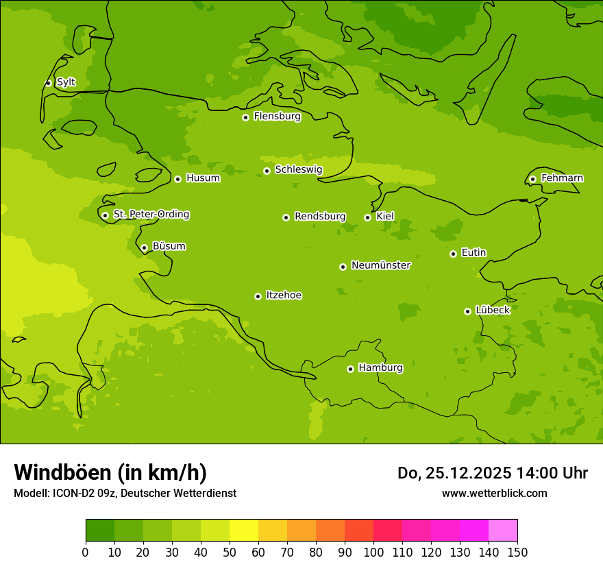 Modellkarten Windgeschwindigkeit