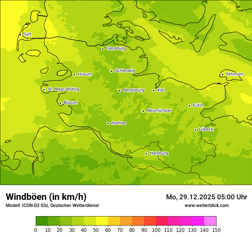 Modellkarten Windgeschwindigkeit