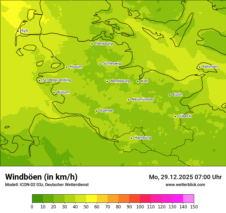 Modellkarten Windgeschwindigkeit