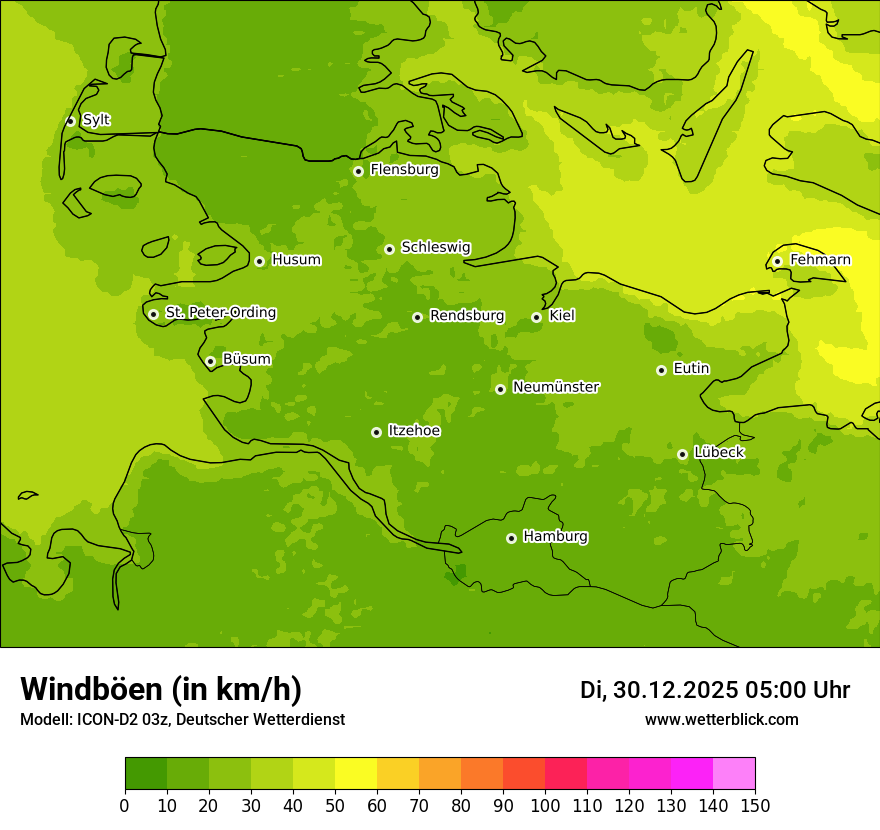 Modellkarten Windgeschwindigkeit