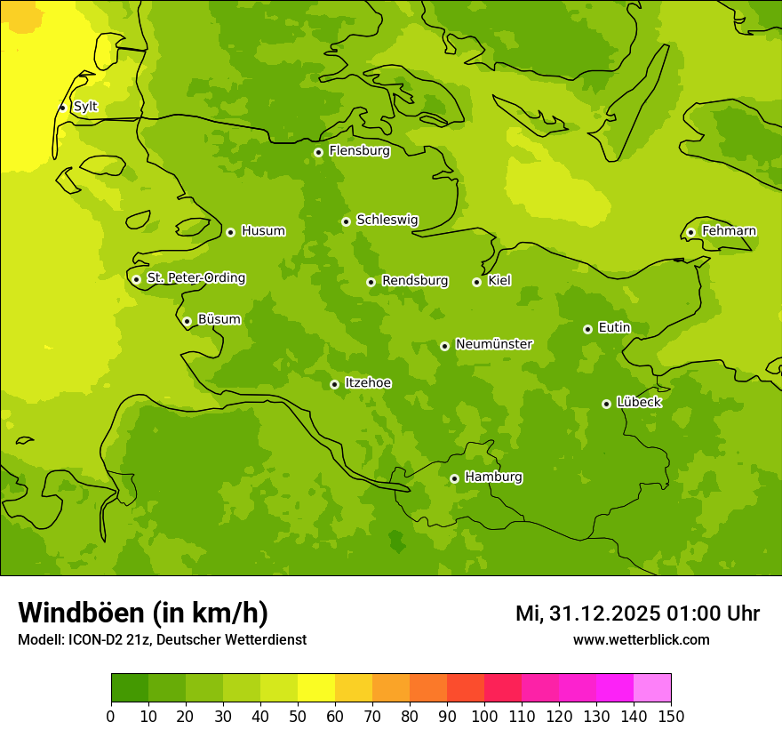 Modellkarten Windgeschwindigkeit