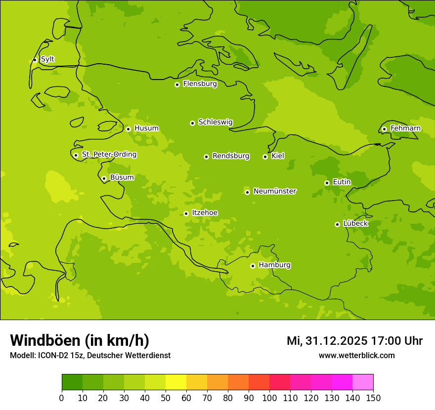 Modellkarten Windgeschwindigkeit
