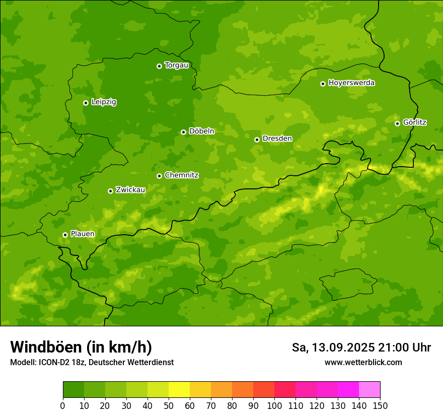 Modellkarten Windgeschwindigkeit
