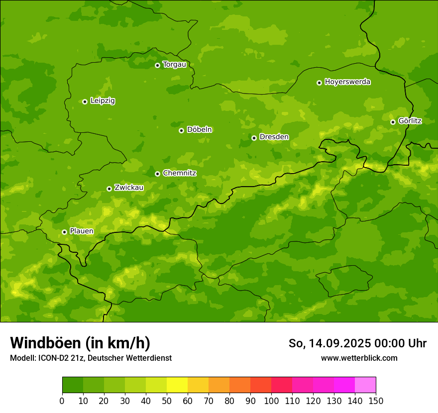 Modellkarten Windgeschwindigkeit