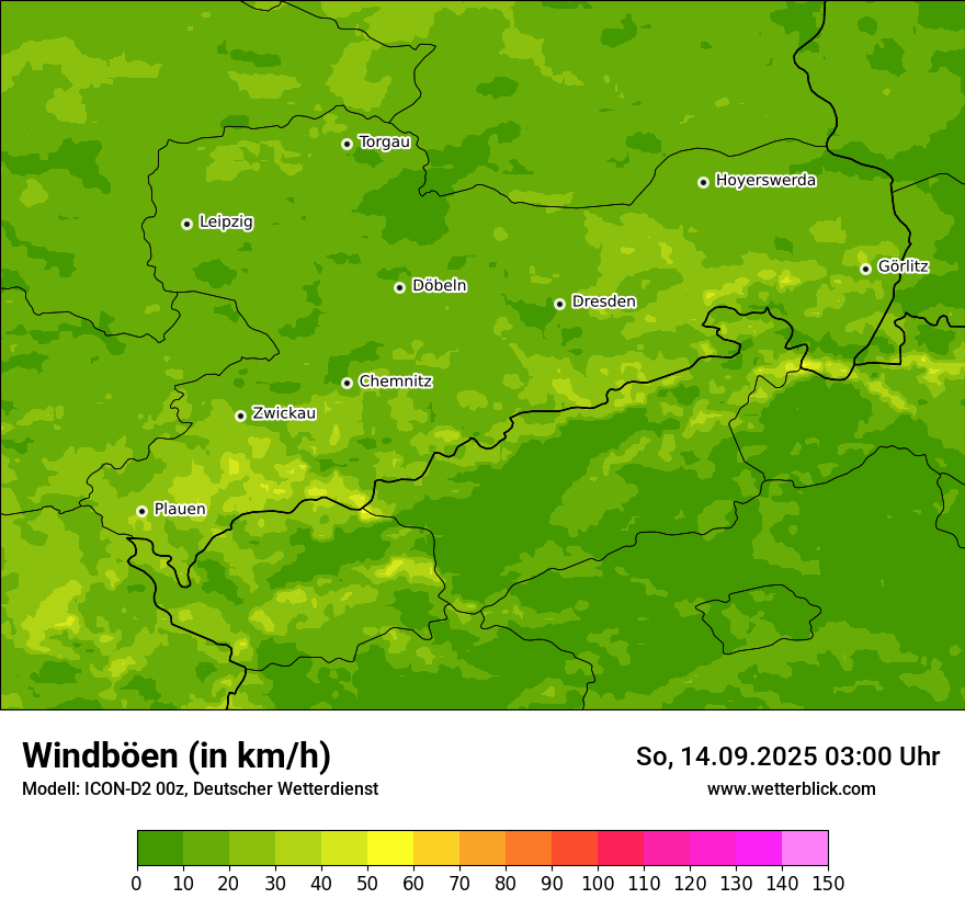 Modellkarten Windgeschwindigkeit