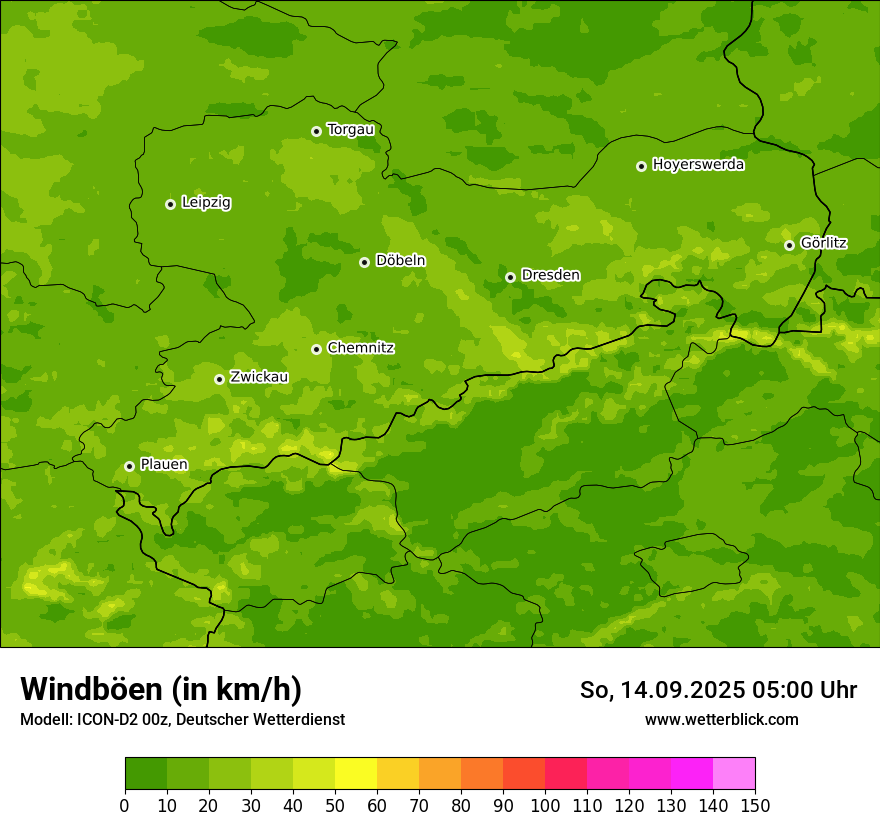 Modellkarten Windgeschwindigkeit