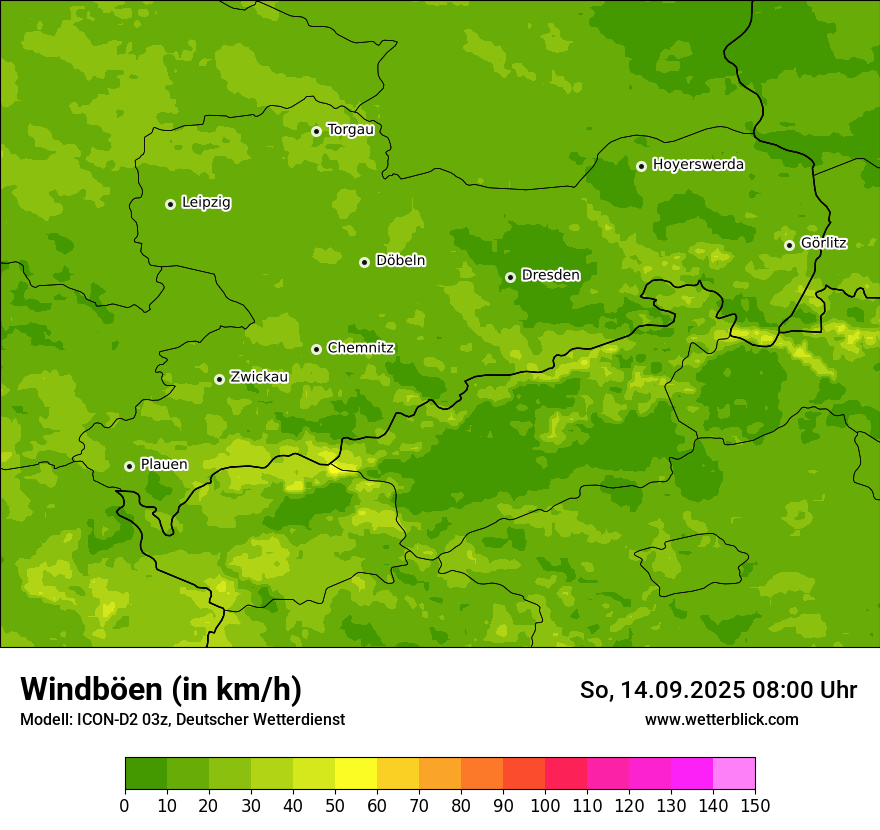 Modellkarten Windgeschwindigkeit