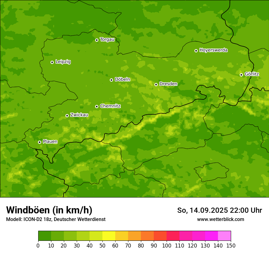 Modellkarten Windgeschwindigkeit