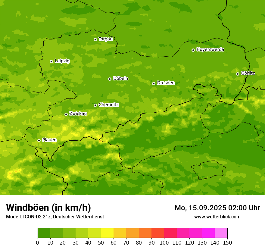 Modellkarten Windgeschwindigkeit